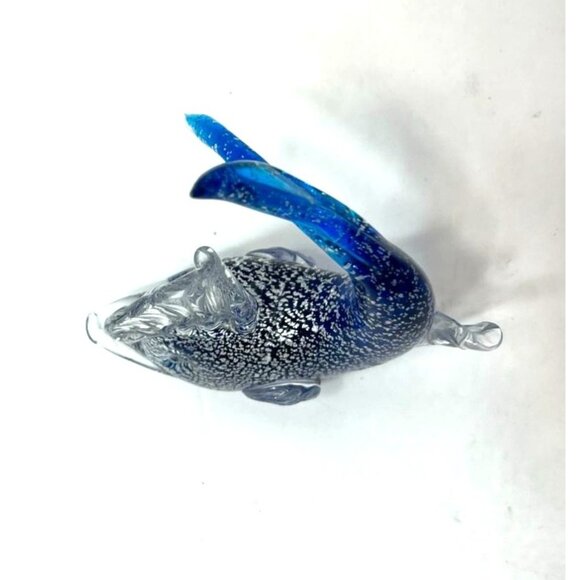 Murano Style Glass Fish Blue Controlled Bubble Vintage Goldfish Koi Sommerso - Picture 7 of 7